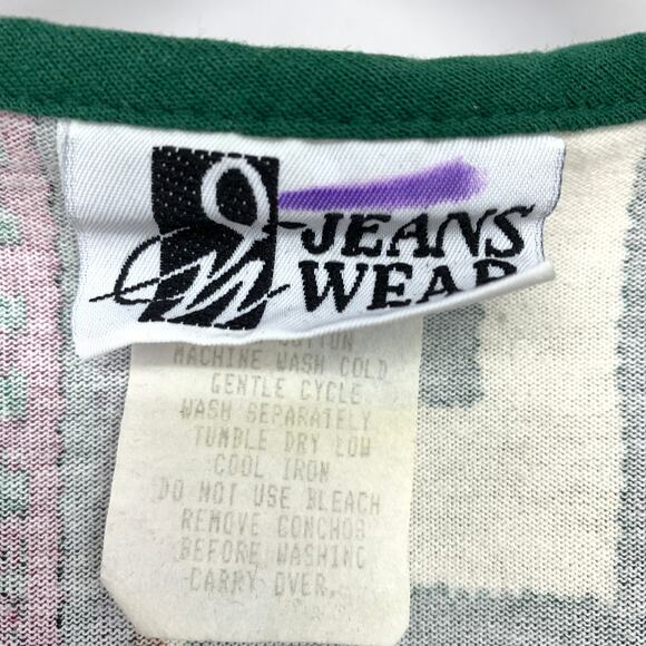 Vintage 90s Southwestern Knit Fringe Vest Look T-Shirt Women Size Large - Picture 5 of 6